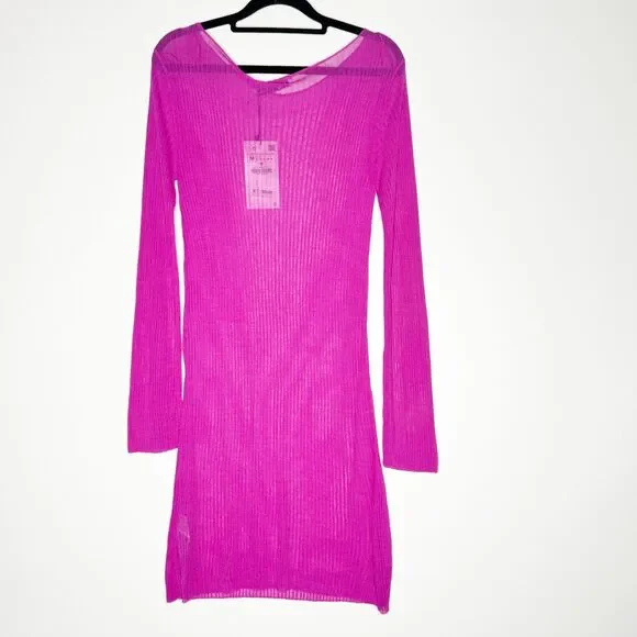 NEW Zara Rib Knit Semi Sheer Swimsuit Coverup Dress Women's Size Medium - Picture 7 of 8
